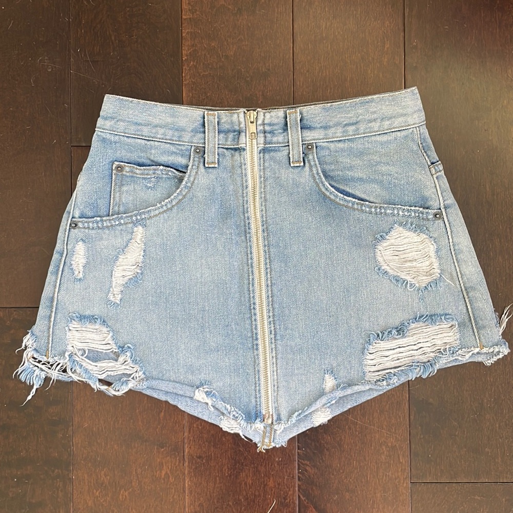 Carmar denim zip skirt